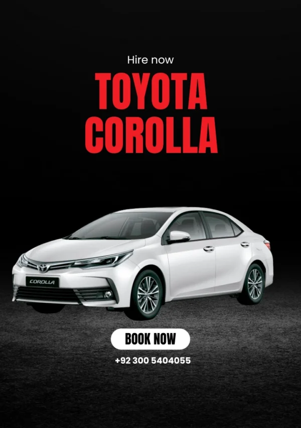 Toyota Corolla GLi sedan, the most commonly booked rental car in Lahore