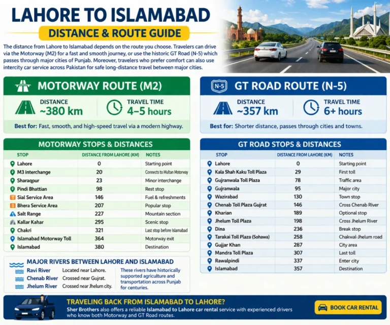 Lahore to Islamabad Distance & Route Guide