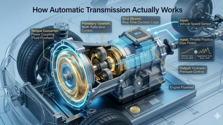 How Automatic Transmission Actually Works - Torque Converter, Planetary Gear System, and Transmission Fluid diagram