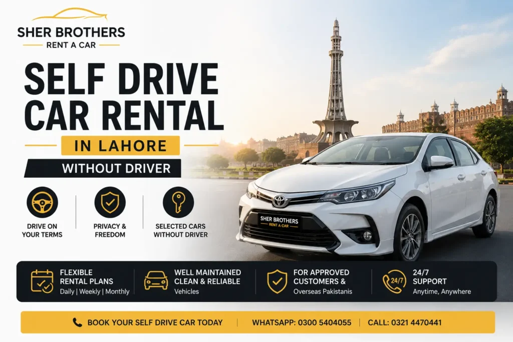 Sher Brothers self drive rental service in Lahore