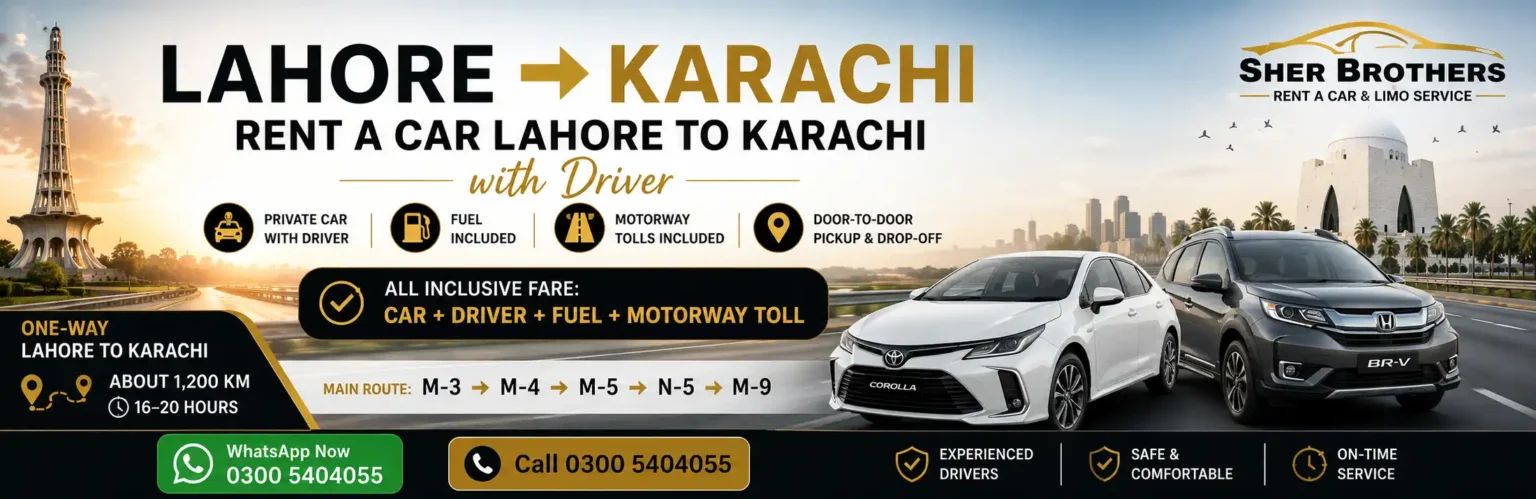 Sher Brothers car travelling on the Lahore to Karachi route
